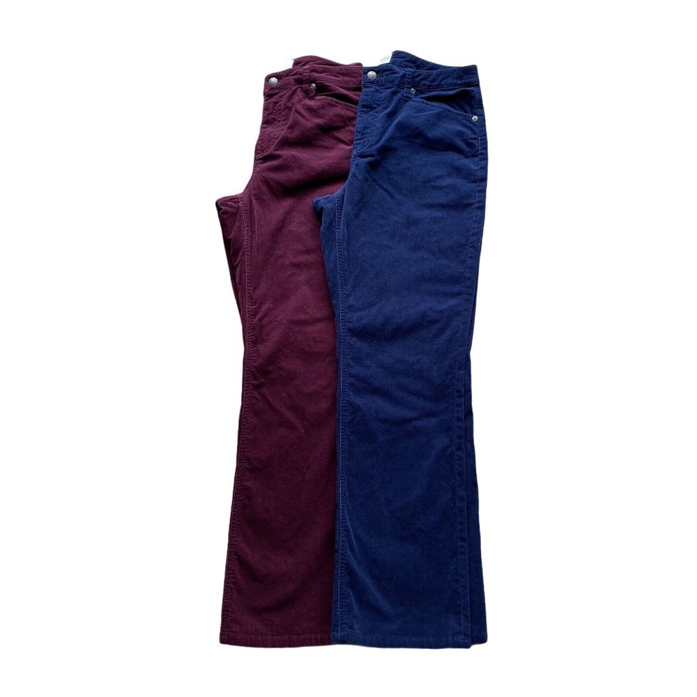 (2) Chicos Womens Corduroy Pants Size 1.5 Regular Straight Trousers Berry & Blue - Picture 2 of 12
